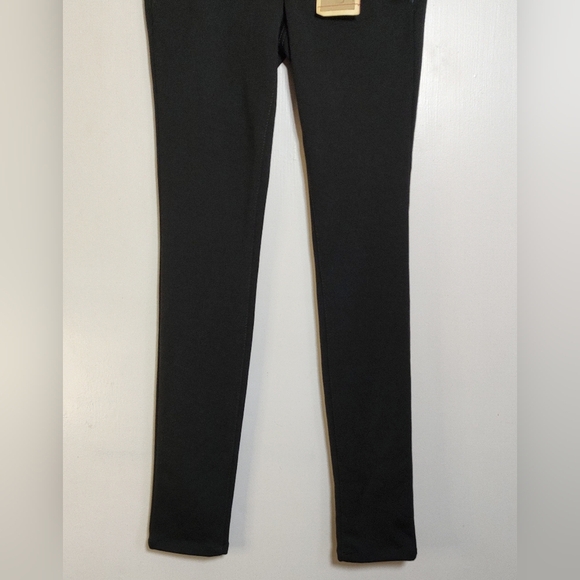 True Freedom Juniors Black Skinny Regular Fit Pants with Faux Leather Trim - Picture 2 of 16